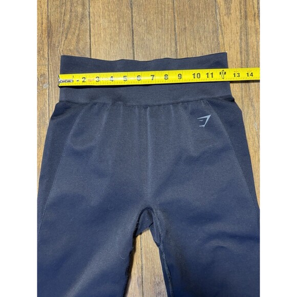 GYMSHARK FLEX HIGH WAISTED LEGGINGS Black Large Logo Spellout Sports Women’s S/M - Picture 6 of 8